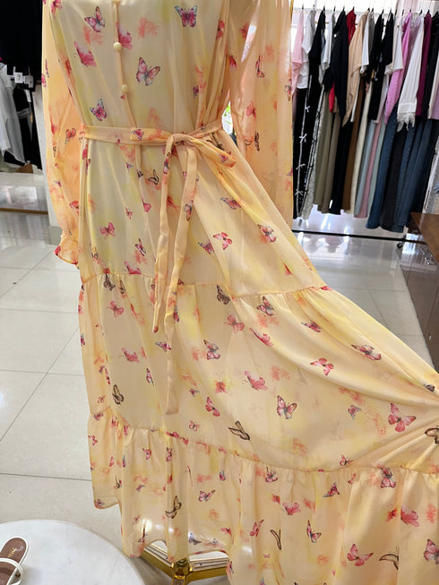 Summer Floral Print Long Sleeves Long Maxi Dresses